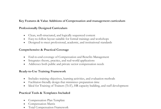 design clear, structured, and professional training modules and course outlines